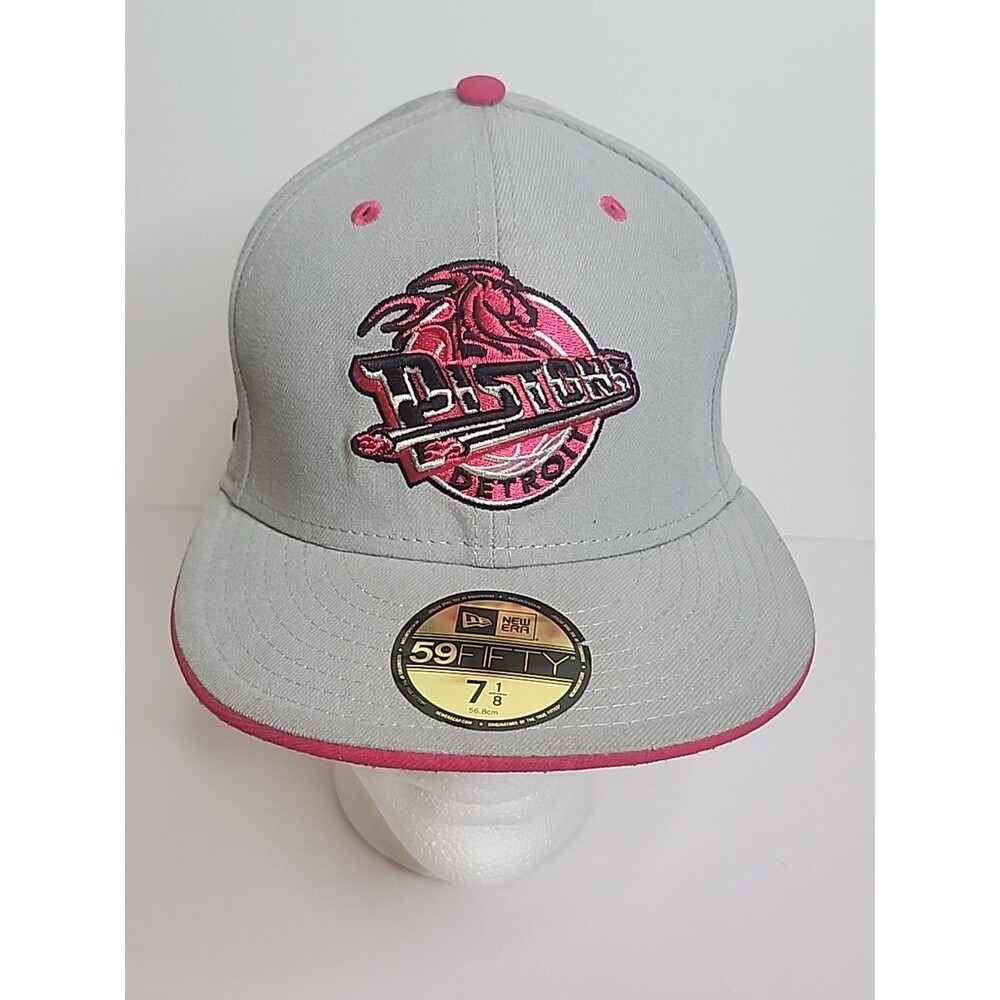Detroit Pistons New Era 59Fifty Hardwood Classics Hat Cap 7 1/8 Pink Gray